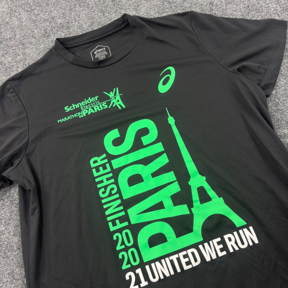 Asics T-Shirt Large Black Paris Marathon Finisher 2020 Graphic Tee Womens‎